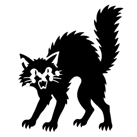 Arched Back Cat pumpkin stencil, free printable cat carving template