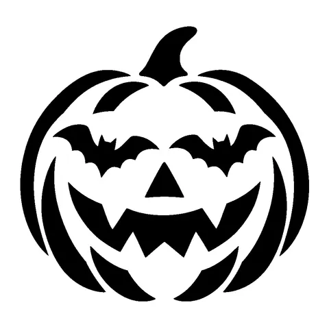Bat Wing Face pumpkin stencil, free printable bat carving template