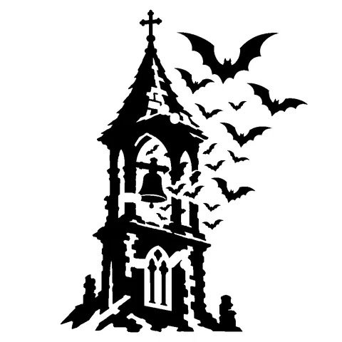 Bats from a Tower pumpkin stencil, free printable bat carving template