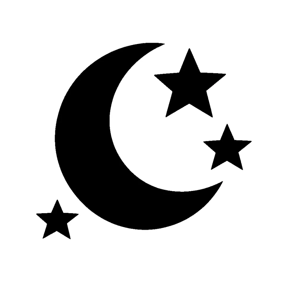 Crescent Moon and Stars pumpkin stencil, printable black and white moon template