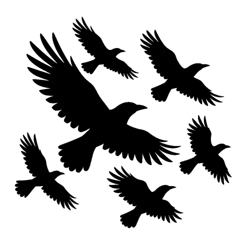 Crows in Flight pumpkin stencil, free printable raven carving template