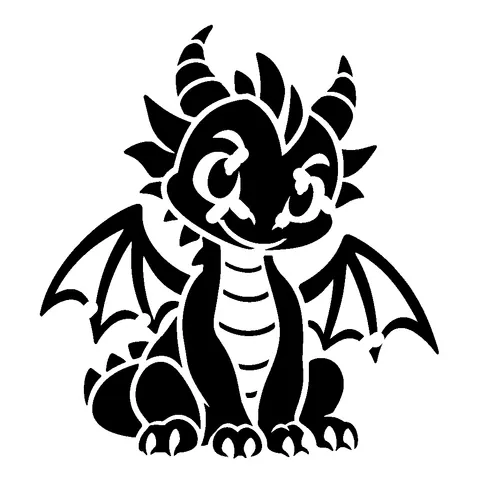 Cute Dragon pumpkin stencil, free printable dragon carving template