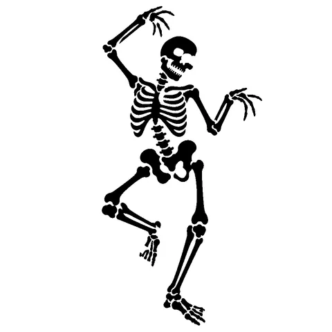 Dancing Skeleton pumpkin stencil, free printable skull carving template