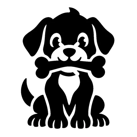 Dog with Bone pumpkin stencil, free printable dog carving template