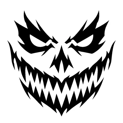 Evil Grin Face pumpkin stencil, free printable pumpkin face carving template