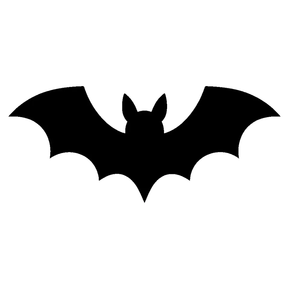 Flying Bat pumpkin stencil, printable black and white bat template