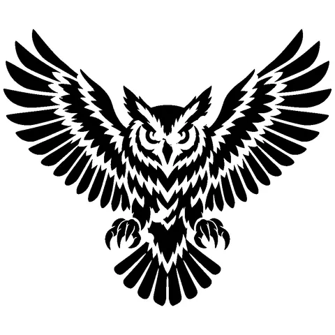 Flying Owl pumpkin stencil, free printable owl carving template