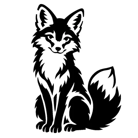 Fox pumpkin stencil, free printable animal carving template