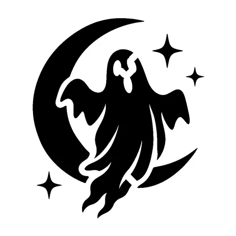 Ghost and Moon pumpkin stencil, free printable ghost carving template