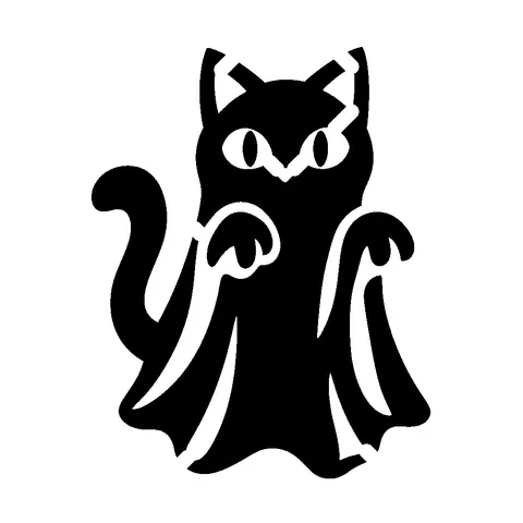 Ghost Cat pumpkin stencil, free printable ghost carving template