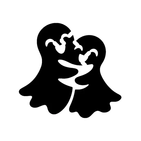 Hugging Ghosts pumpkin stencil, free printable ghost carving template