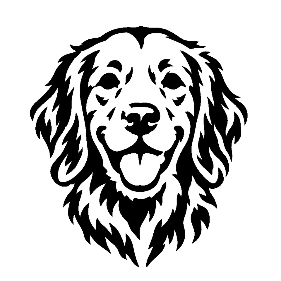 Golden Retriever pumpkin stencil, printable black and white dog template