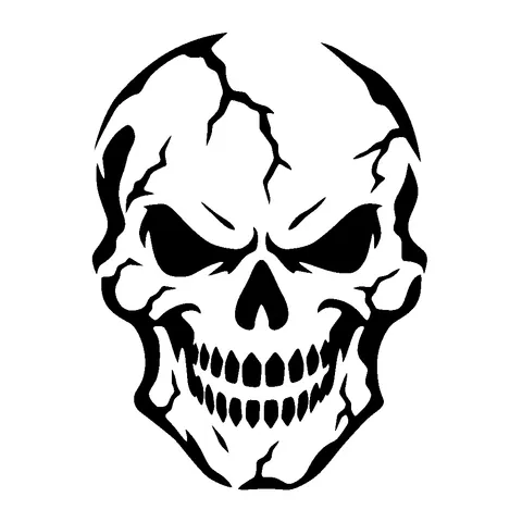 Grinning Skull pumpkin stencil, free printable skull carving template