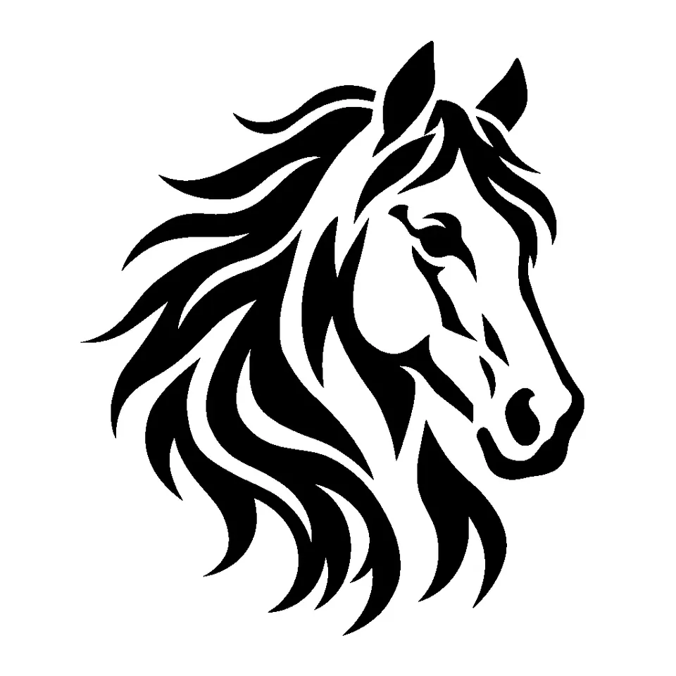 Horse Head pumpkin stencil, printable black and white animal template