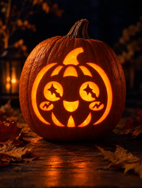 Kawaii pumpkin face carved