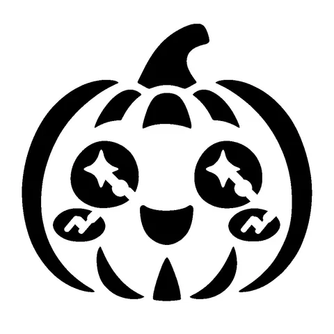 Kawaii Pumpkin pumpkin stencil, free printable cute carving template