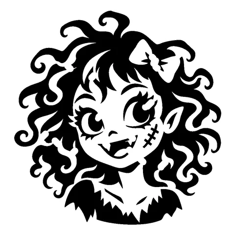 Monster Bride pumpkin stencil, free printable frankenstein carving template