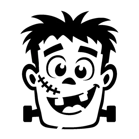 Monster Face pumpkin stencil, free printable frankenstein carving template