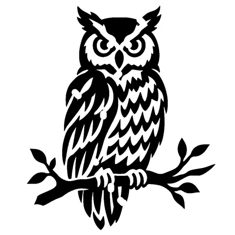 Owl on a Branch pumpkin stencil, free printable owl carving template