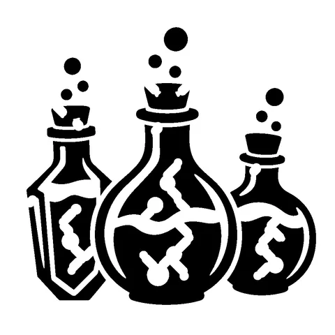 Potion Bottles pumpkin stencil, free printable witch carving template