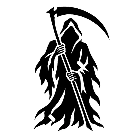 Easy Reaper pumpkin stencil, free printable grim reaper carving template