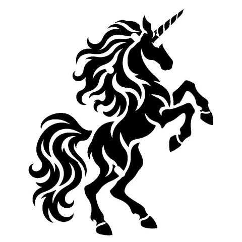 Rearing Unicorn pumpkin stencil, free printable unicorn carving template