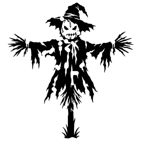 Scarecrow pumpkin stencil, free printable scary carving template