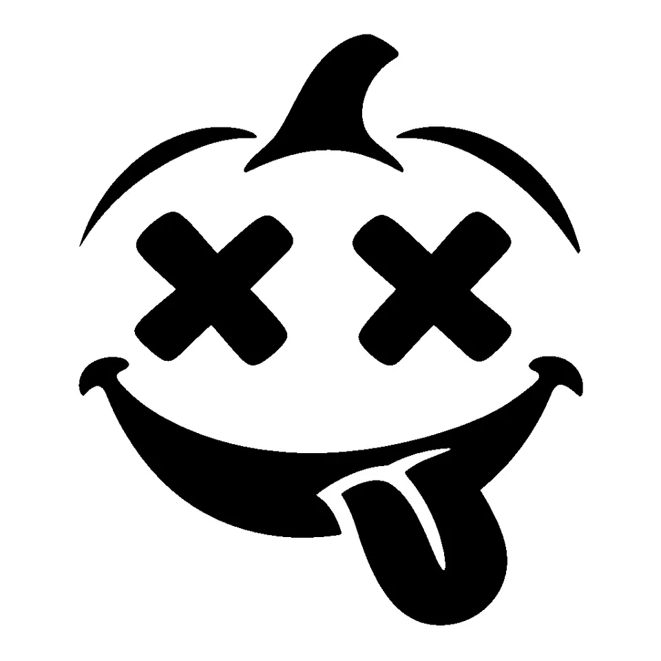 Silly Tongue Face pumpkin stencil, printable black and white pumpkin face template