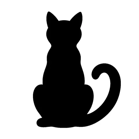 Sitting Black Cat pumpkin stencil, free printable cat carving template