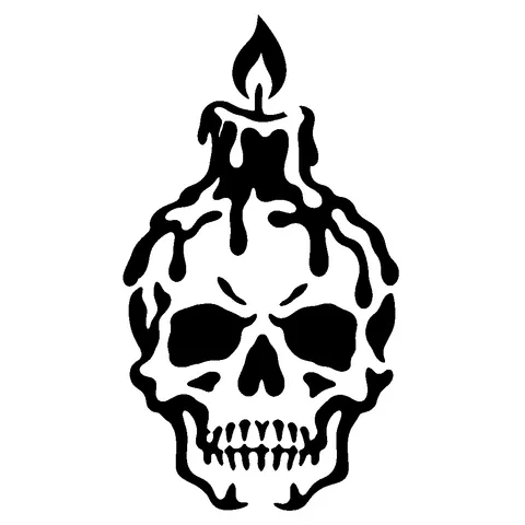 Skull with Candle pumpkin stencil, free printable skull carving template