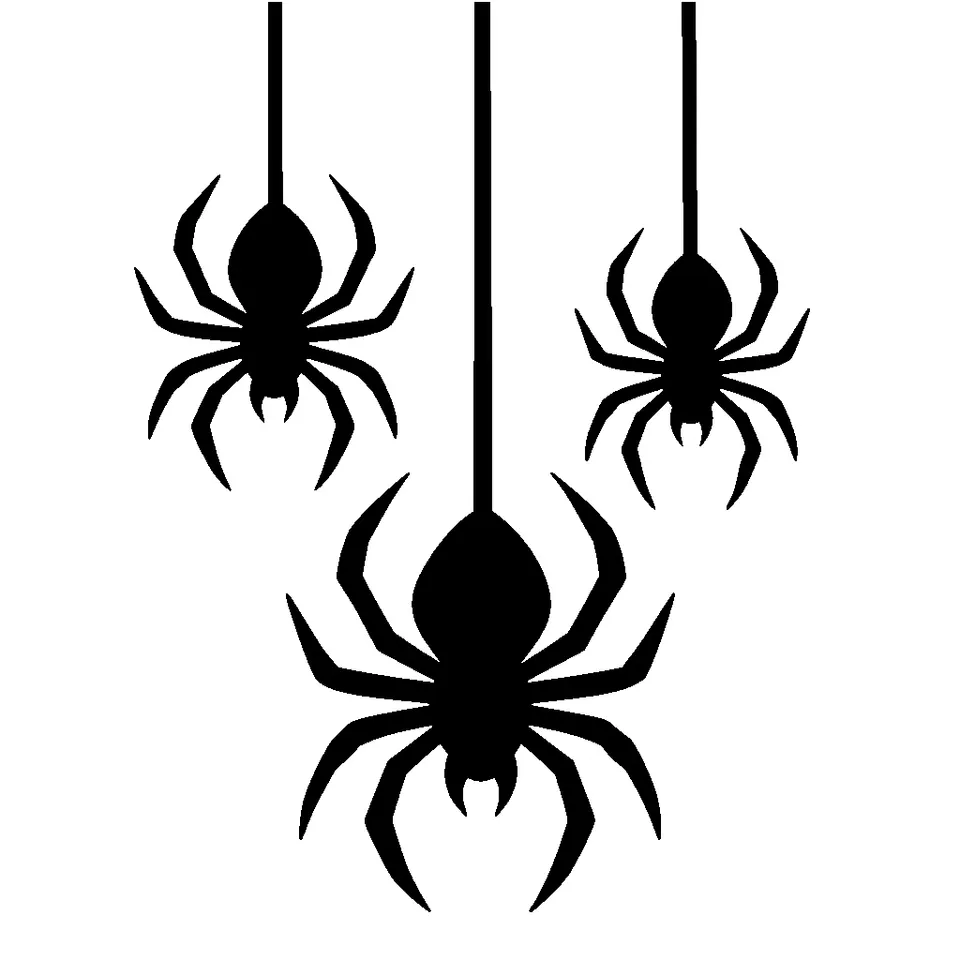 Spider Family pumpkin stencil, printable black and white spider template