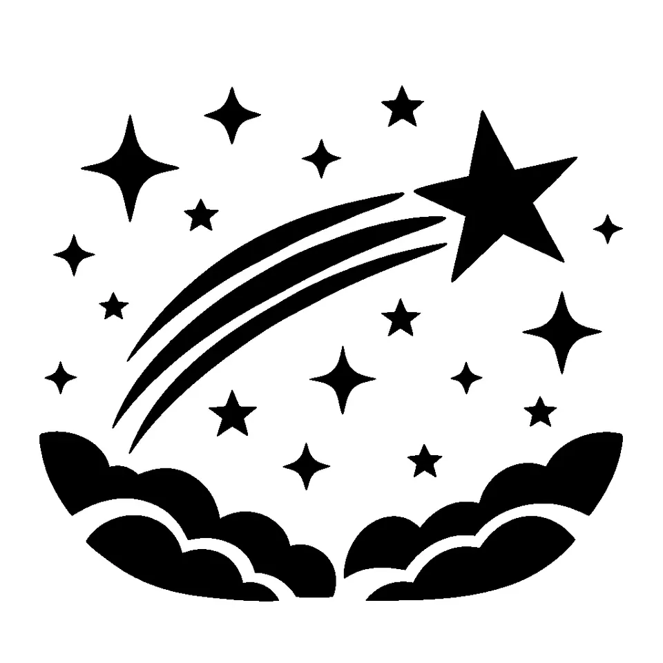 Starry Night pumpkin stencil, printable black and white moon template