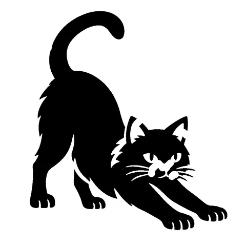 Stretching Cat pumpkin stencil, free printable cat carving template