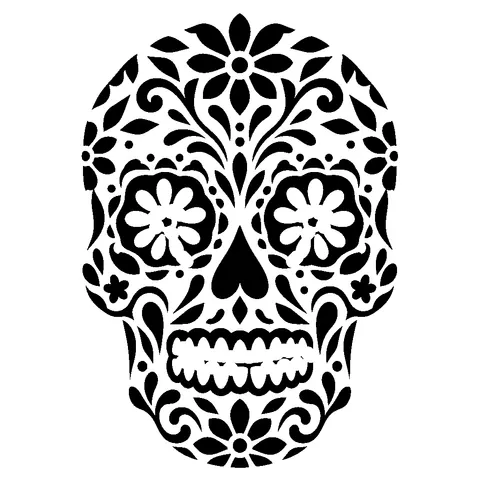 Sugar Skull pumpkin stencil, free printable skull carving template