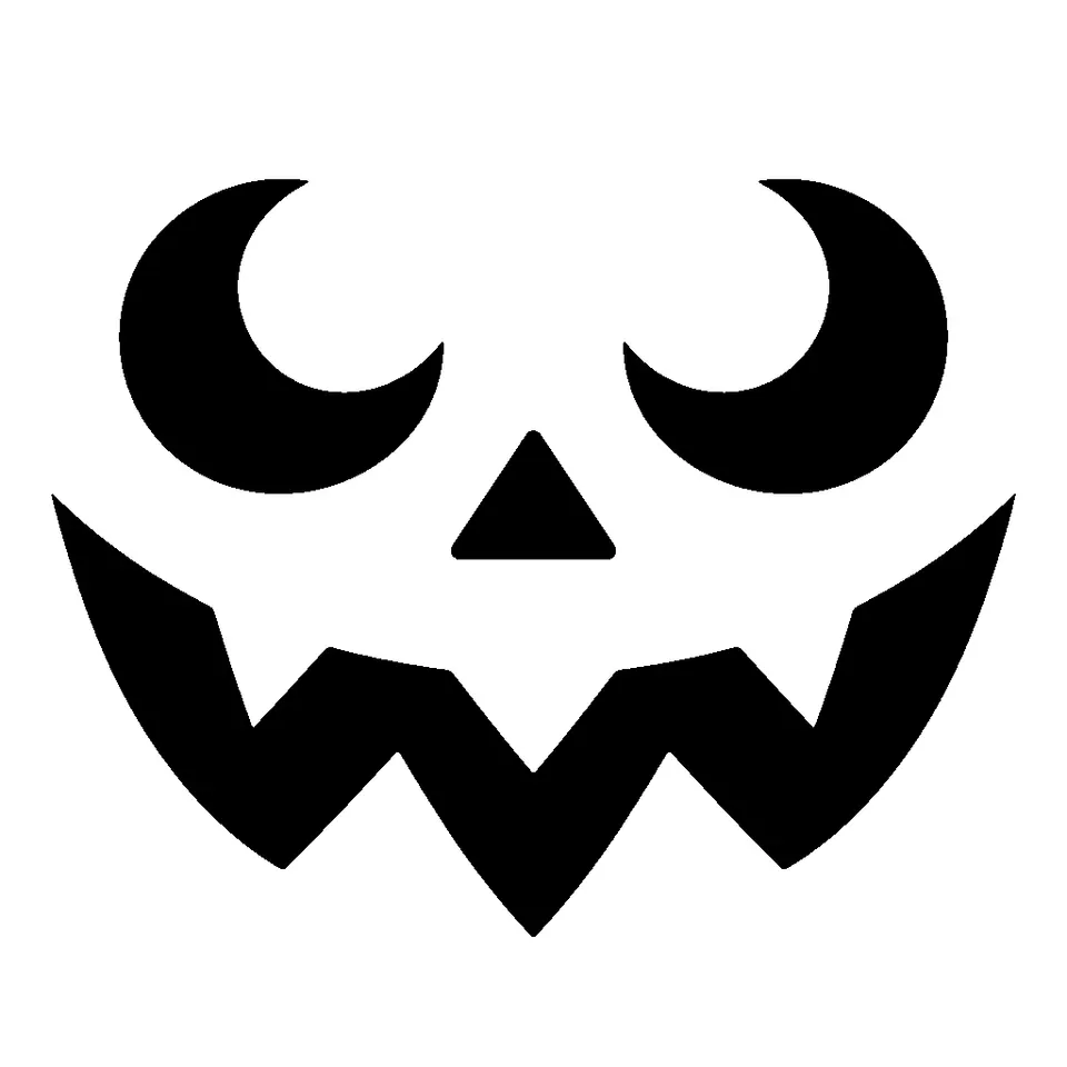 Toothy Grin Face pumpkin stencil, printable black and white pumpkin face template