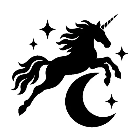 Unicorn and Moon pumpkin stencil, free printable unicorn carving template