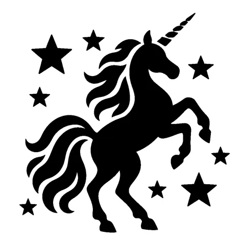 Unicorn and Stars pumpkin stencil, free printable unicorn carving template