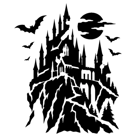 Vampire Castle pumpkin stencil, free printable vampire carving template
