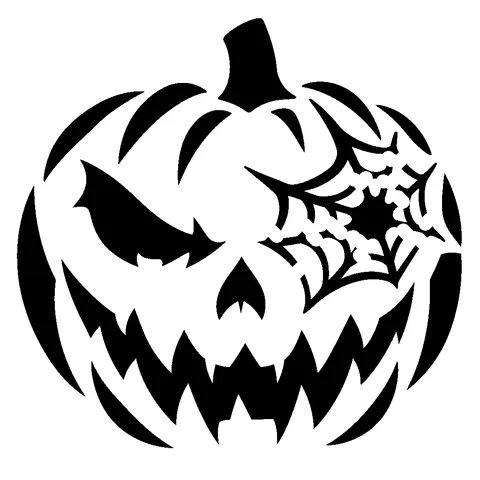 Spider Web Face pumpkin stencil, free printable spider carving template