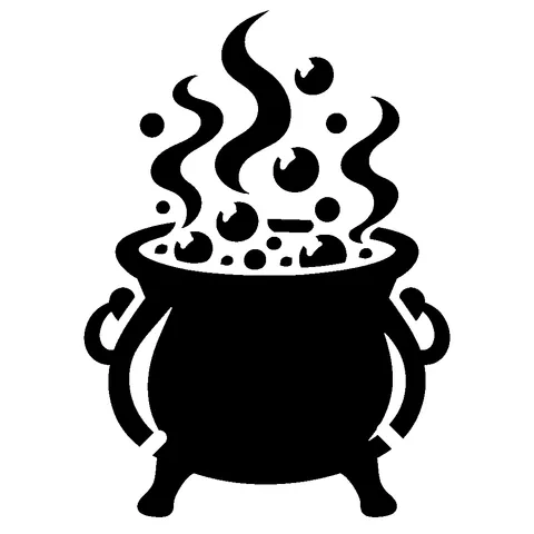 Witch Cauldron pumpkin stencil, free printable witch carving template