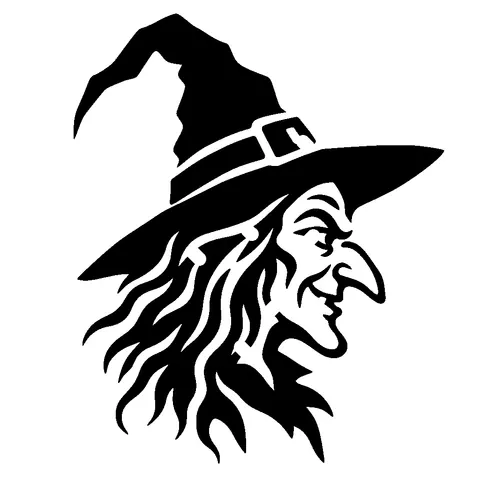 Witch Face pumpkin stencil, free printable witch carving template