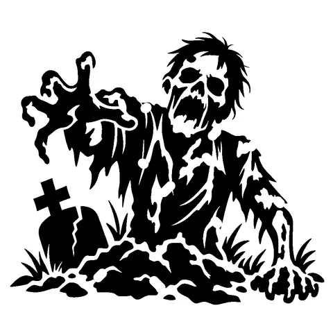 Zombie Rising pumpkin stencil, free printable scary carving template