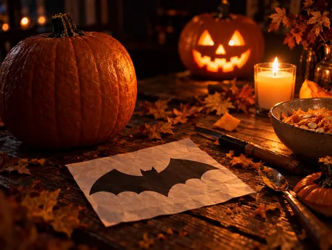 A printed bat stencil with black areas