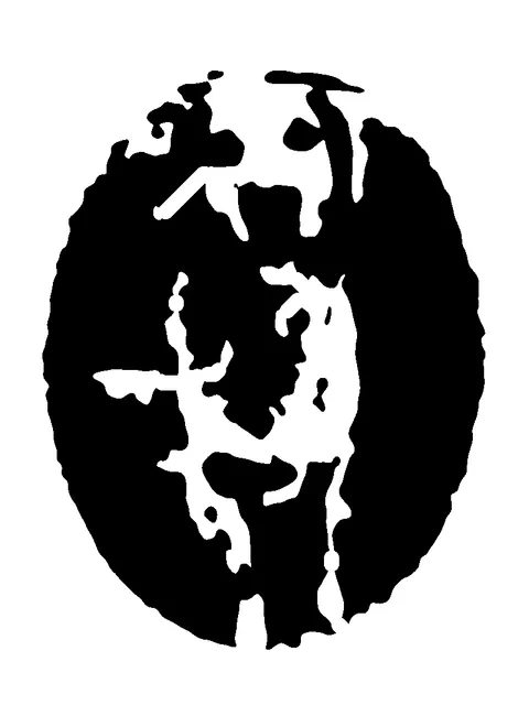 Classic mode result of a golden retriever photo: mostly dark shapes