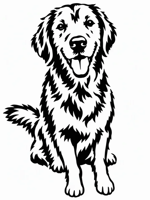 AI likeness stencil of the same golden retriever with clear eyes, nose and ears