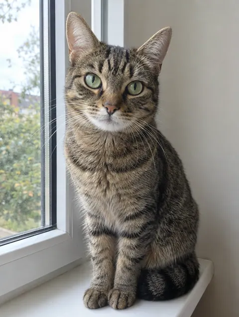 Photo of a tabby cat used to make a pumpkin stencil