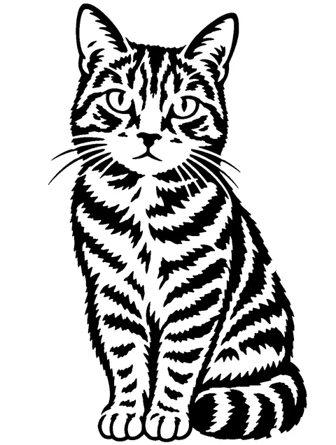 a tabby cat pumpkin stencil made from the photo