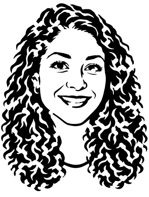 a woman with curly hair pumpkin stencil made from the photo