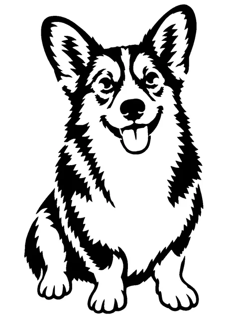 a corgi pumpkin stencil made from the photo